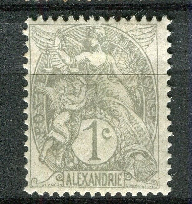 FRENCH COLONIES; ALEXANDRIE early 1900s Blanc Type Mint hinged 1c