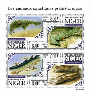 2021/08- NIGER - PREHISTORIC WATER ANIMALS     4V complet set    MNH ** T