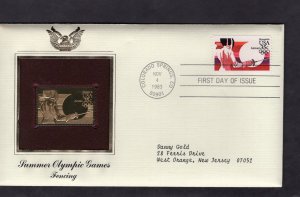 C109 Fencing, FDC PCS Gold Replica addressed