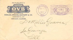 United States Illinois Chicago 1932 2c Violet Meter  Blue Ornate corner card ...