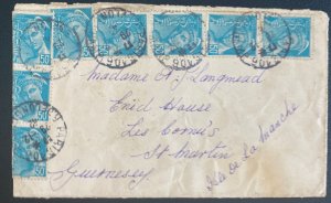 1942 Paris France Cover To St Martin Occupied Guernsey Channel Island