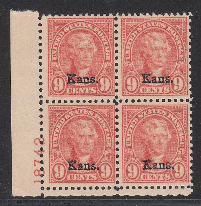 US #667 Fine+ OG VLH Plate block, 2 stamps NH!