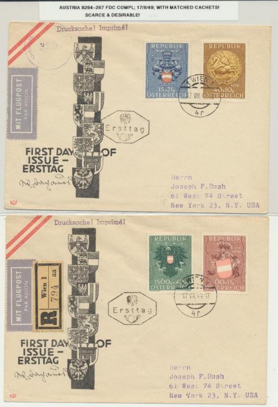 AUSTRIA 1949 PRISONERS OF WAR SET ON MATCHED FIRST DAY COVERS(2) SEE BELOW