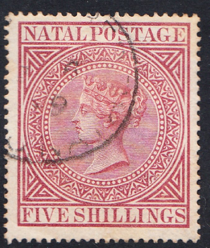 NATAL # 55 Used - S.G. 71a - The 5 shillings value