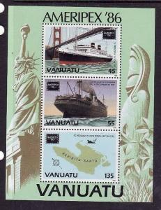 Vanuatu-Sc#421a- id7-unused NH sheet-Ships-1986-
