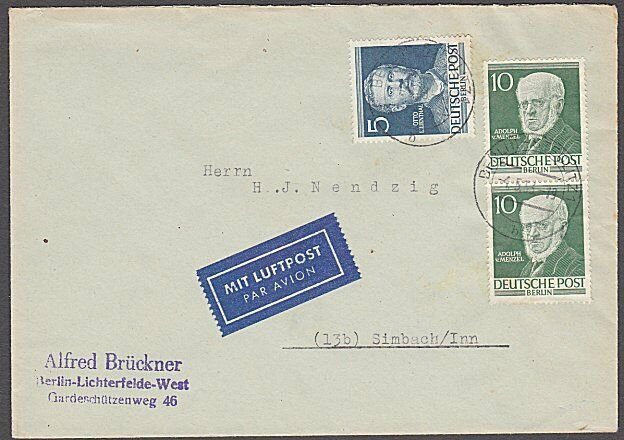 GERMANY Berlin : 1953 airmail cover - nice franking.........................B328