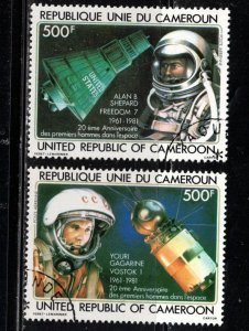 CAMEROON Scott # C291-2 Used - Space Related - Sheppard & Gagarine 1