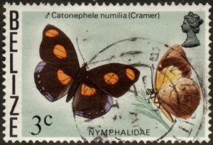 Belize 348 - Used - 3c Blue-frosted Banner Butterfly (1974) (cv $0.85)