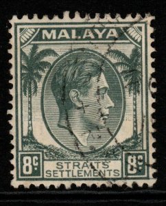 MALAYA STRAITS SETTLEMENTS SG283 1938 8c GREY USED