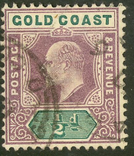 GOLD COAST 1902 KEDVII 1/2d Violet And Green Portrait Issue Sc 38 VFU