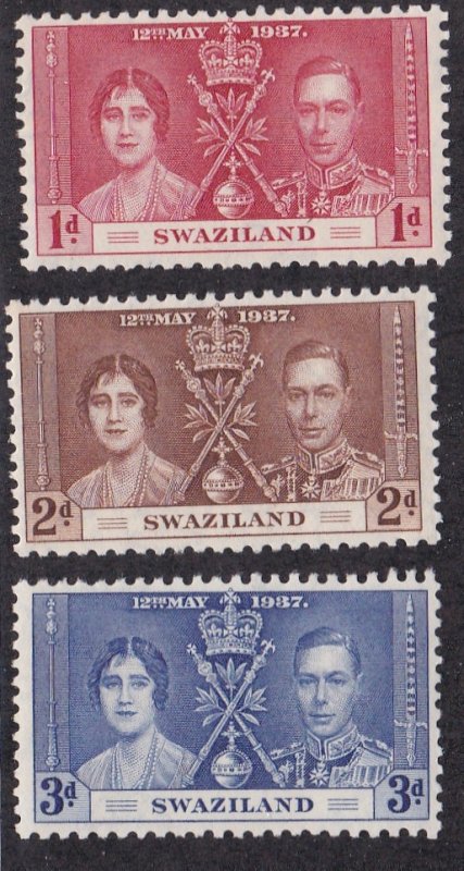 Swaziland # 24-26, 1937 Coronation, NH, 1/2 Cat.