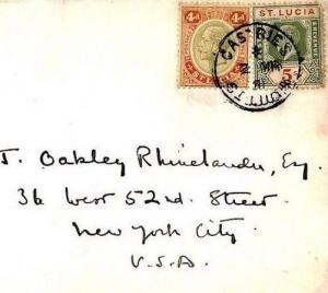 ST. LUCIA Cover KGV 5s High Value Franking Air Mail USA  New York1931 Y253a