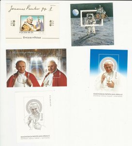 Poland, Postage Stamp, #2575a, 2910a, 4112, 4114, 4115 Mint NH, Pope Paul, JFZ