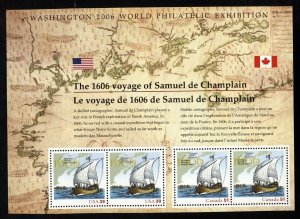 SCOTT 4074 2006 CHAMPLAIN JOINT ISSUE SOUVENIR SHEET MNH OG VF!