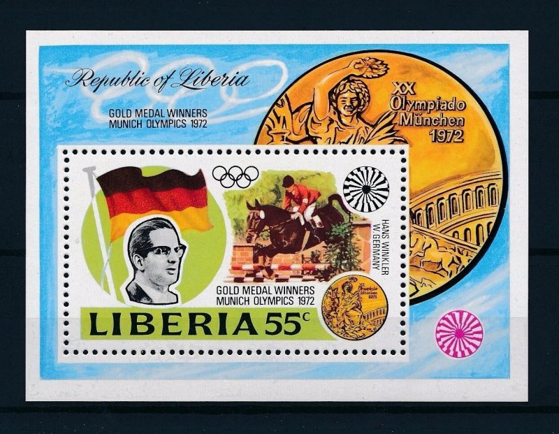 [55390] Liberia 1973 Olympic games Munich equestrian horse Souvenir sheet MNH
