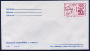 MEXICO EXPORTA 80c Cattle and Meat PS envelope with inscription below stamp (58)