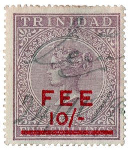 (I.B) Trinidad & Tobago Revenue : Fee Stamp 10/- on 5/- OP