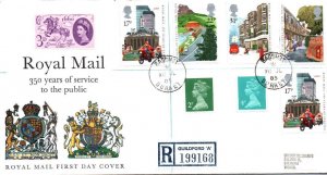 350 YEARS OF BRITISH ROYAL MAIL UPRATED CACHETED REGISTERED MAILED BAGSHOT 1985