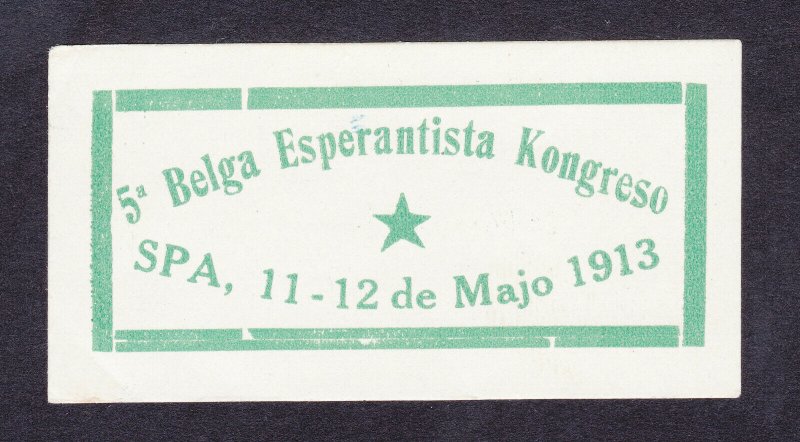 REKLAMEMARKE POSTER STAMP ⭐ 5A BELGA ESPERANTISTA KONGRESO SPA ⭐ 1913