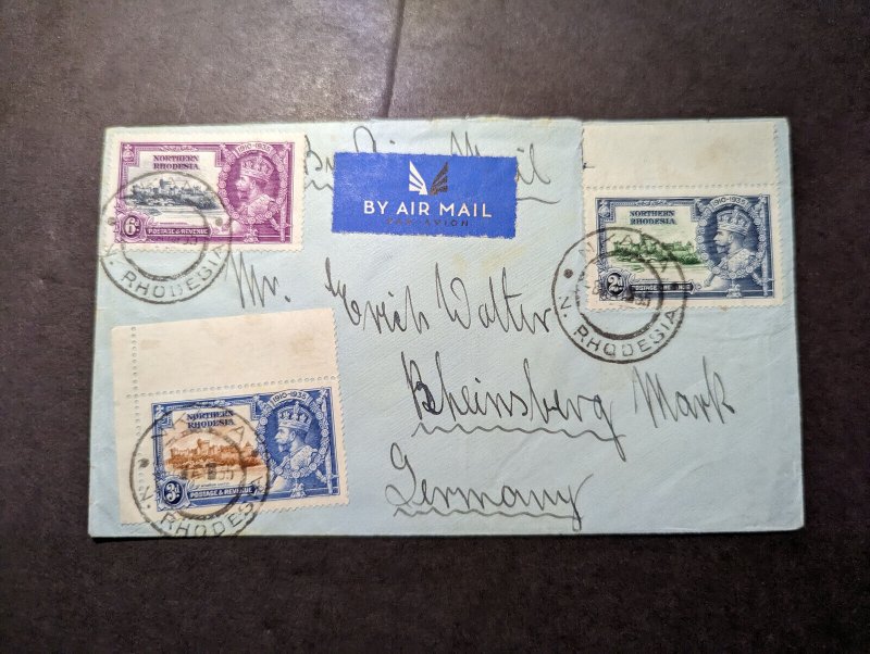 1935 Northern Rhodesia Airmail Cover Nkana to Rheinsberg Germany