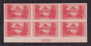 1935 Glacier National Park 9c FARLEY Sc 764 imperf plate block of 6 NGAI (A4