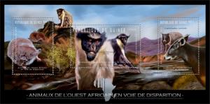 GUINEA 2012 SHEET ENDANGERED ANIMALS WILDLIFE MONKEYS RODENTS PRIMATES