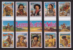 1994 Legends of the West Sc 2869 MNH horizontal gutter pairs, set of 5