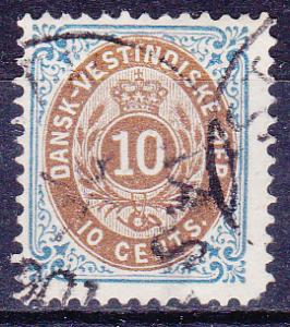 Danish West Indies 20 Used 1901 10c blue & brn Defin.