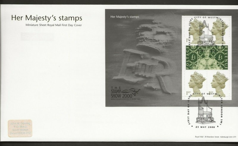 23/5/2000 THE STAMP SHOW 2000 MINATURE SHEET FDC