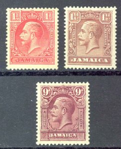 Jamaica Sc# 103-105 MH 1929-1932 King George V