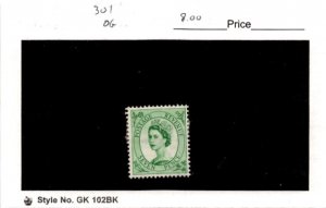 Great Britain, Postage Stamp, #301 Mint Hinged, 1952 Queen Elizabeth (AC)