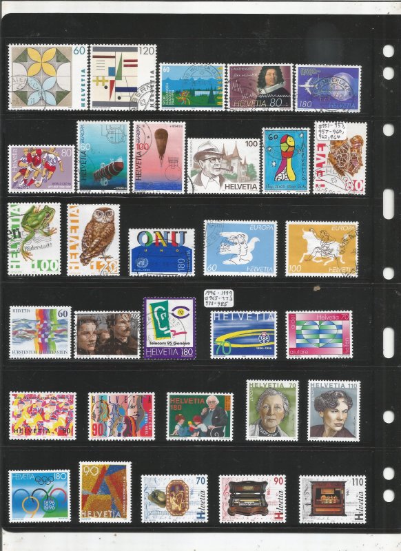 SWITZERLAND COLLECTION  ON STOCK PAGE, MINT/USED