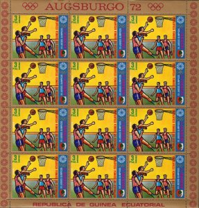 Olympic Games Basketball Sport Sov. Sheet of 12 Stamps MNH