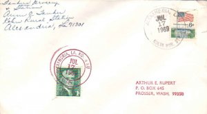 United States Louisiana Kolin Rur. Sta. Alexandria 1969 violet double ring cd...