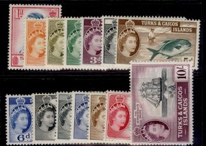 TURKS & CAICOS ISLANDS QEII SG237-249, 1957 SHORT set, M MINT. Cat £65.