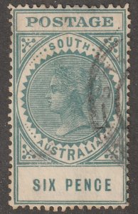South Australia, stamp, Scott#137,  used, hinged,  six pence