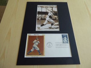 Babe Ruth Baseball USA FDC Cover and mounted photograph mount size A4