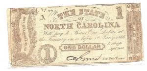 Obsolete $1.00 Note issued by North Carolina