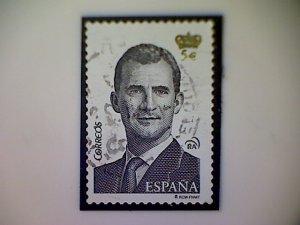 Spain (España), Scott #4024, used (o), 2015, King Felipe VI, €5, black and gold