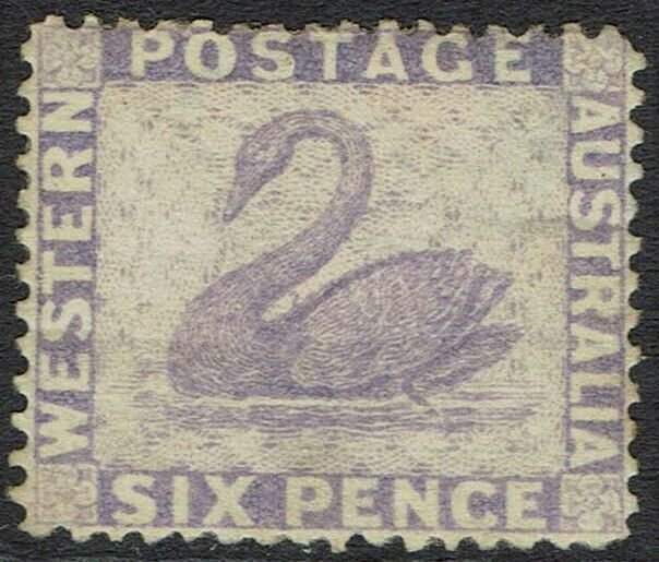 WESTERN AUSTRALIA 1882 SWAN 6D WMK CROWN CA PERF 14 