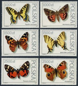 Poland 3050-3055,3056,MNH.Michel 3343-3348,Bl.115. Butterflies 1991.