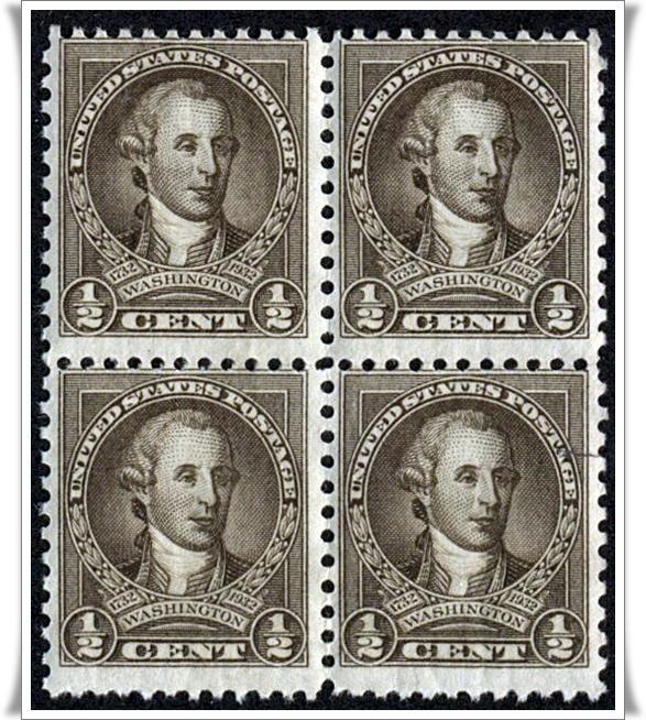 SC#704 ½¢ Washington Block of Four (1932) MNH*