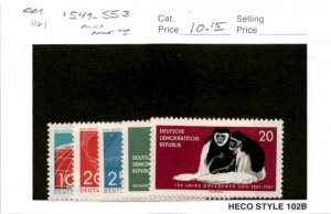 Germany - DDR, Postage Stamp, #549-553 Mint NH, 1961 Space, Vostok, Zebra (AE)