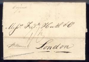 USA 1822 Baltimore NY Forwarding Agent Bayard England Transatlantic Cover 92199