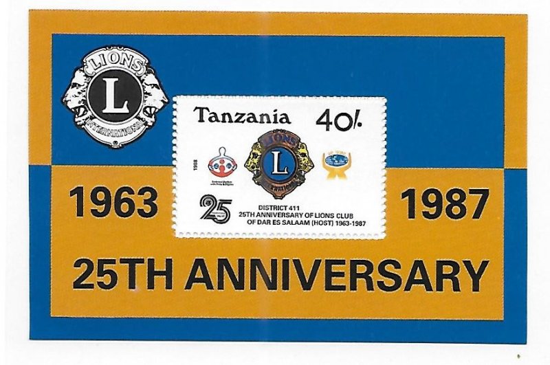 Tanzania 1988 Int'l Lion Club 25th anniversary S/S Sc 460 MNH C1