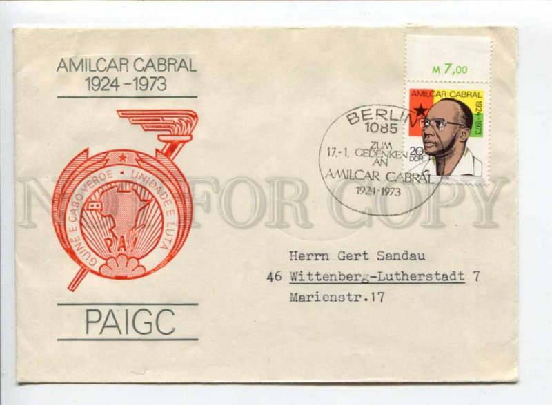 291147 EAST GERMANY GDR 1973 COVER Amilcar Cabral PAIGC Cabo Verde cancellations