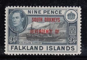 Falkland Islands Dep. 1944 MH Scott #4L7 9p R.R.S. William Scoresby South Ork...