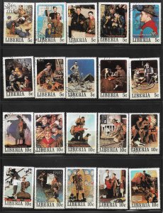 1979 Liberia 853-7 complete Norman Rockwell Scouting set of 50 CTO/used