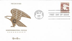 1981 FDC, #1946, C Postage Rate, Tudor House & Gill Craft