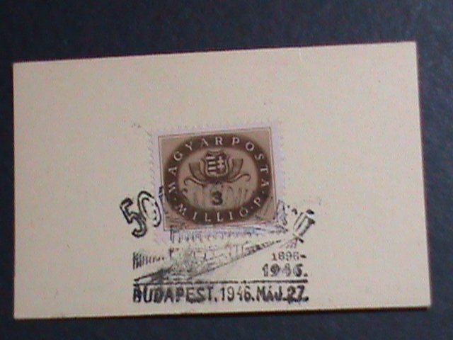 ​HUNGARY-1946- 76 YEARS OLD- STAMP PROOF CARD WITH STAMP-VF-HARD TO FIND